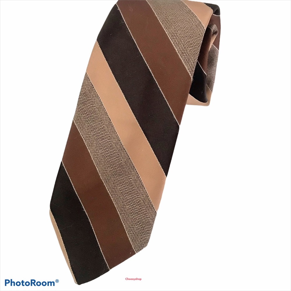 Tie ESQUIRE Cravats Brown & Tan Striped Polyester